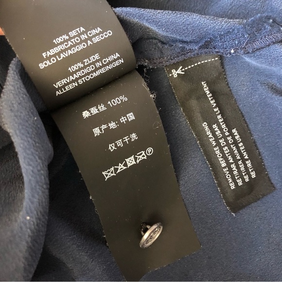 Coach Silk Ruffle Tuxedo Button Down Shirt in Navy Size 8 - Picture 13 of 13